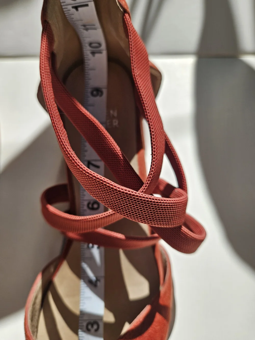 Eileen Fisher Juku Rust Suede Strappy Pointed Toe Block Heel Shoes Size 8 NWOT